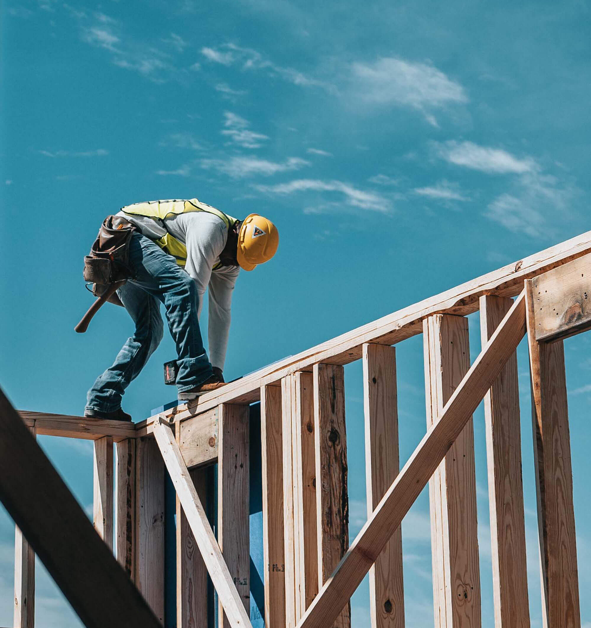 contractor working and developoing a building